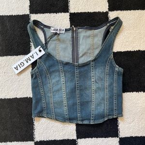 I.AM.GIA denim corset top new with tags